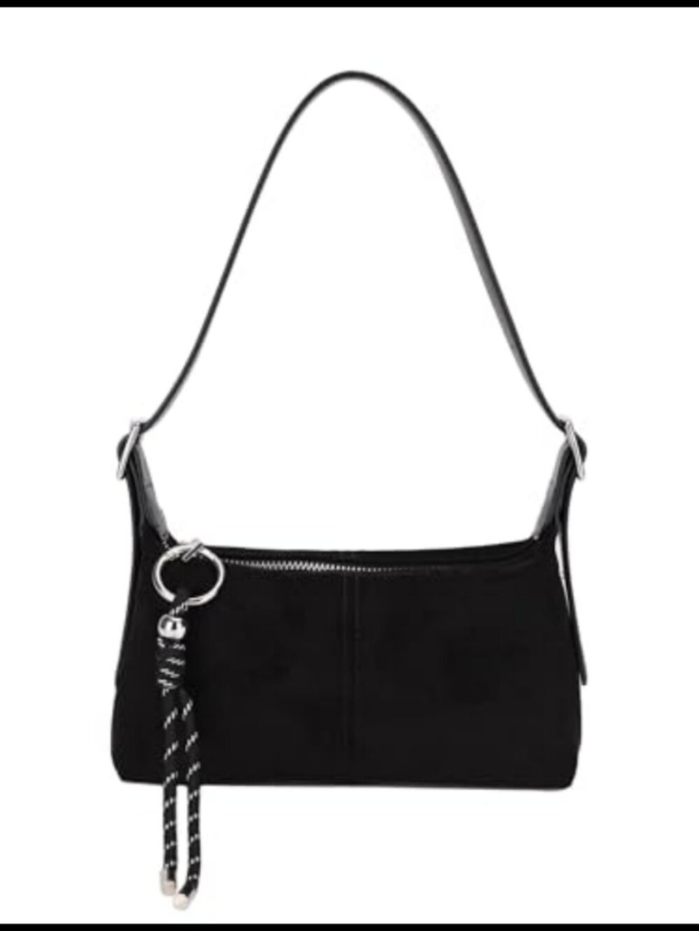 Suede Crossbody Shoulder Bag Dual Straps Key Chain
